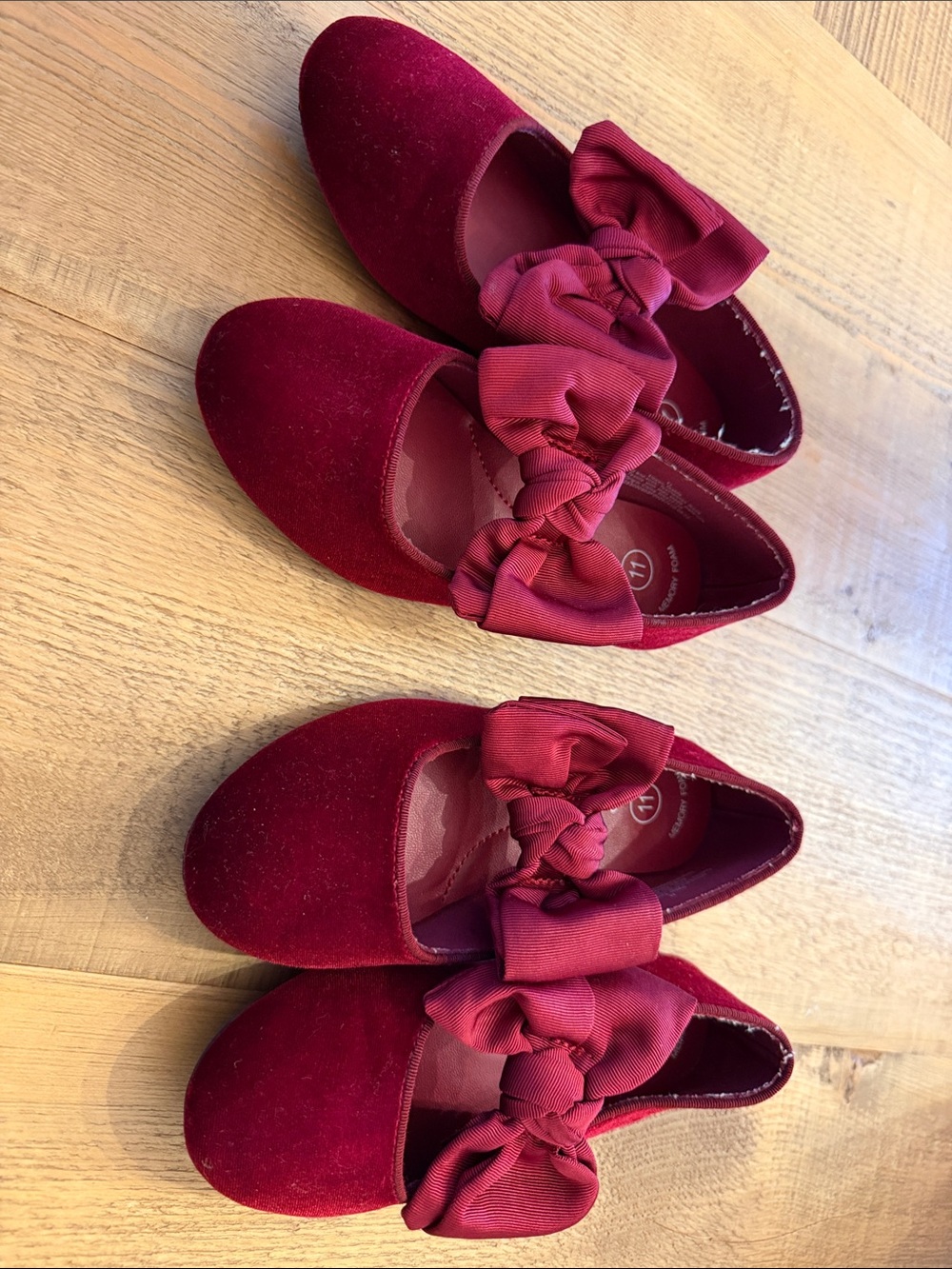 Cat & Jack Burgundy Velvet Bow Mary Janes